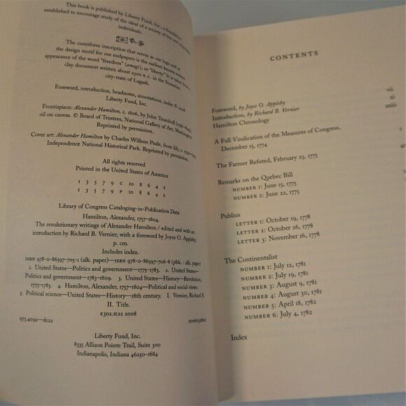 Revolutionary Writings of Alexander Hamilton By Richard Vernier 2008 Paperback - Picture 6 of 6